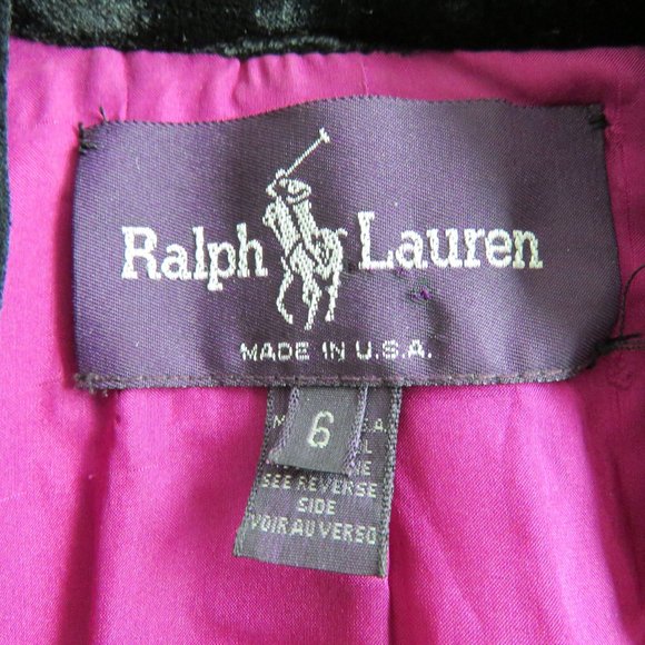 VINTAGE RALPH LAUREN Purple Label 100% Wool Purple Velvet Collar Coat Size 6 - Picture 12 of 15